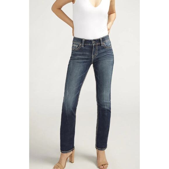 New Silver Jeans Co. Suki Curvy Fit Mid Rise Straight Leg Denim jeans Size 31/33 - Picture 1 of 3